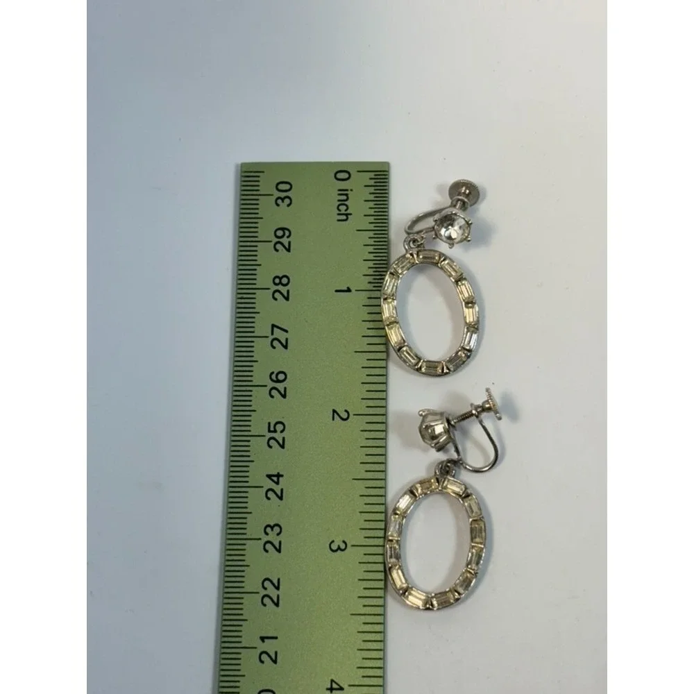 Earrings Elegant Clip On Delicate‎ Rhinestone and Silver Tone